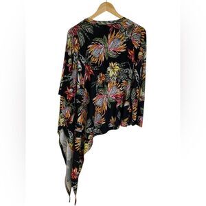 Rogue Collection Black Floral Asymmetrical Top Size 1X